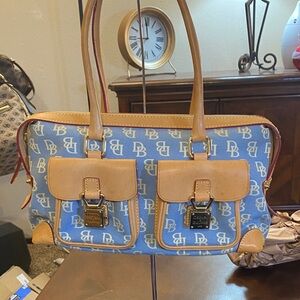 Dooney & Bourke Blue and Tan Satchel Like New
